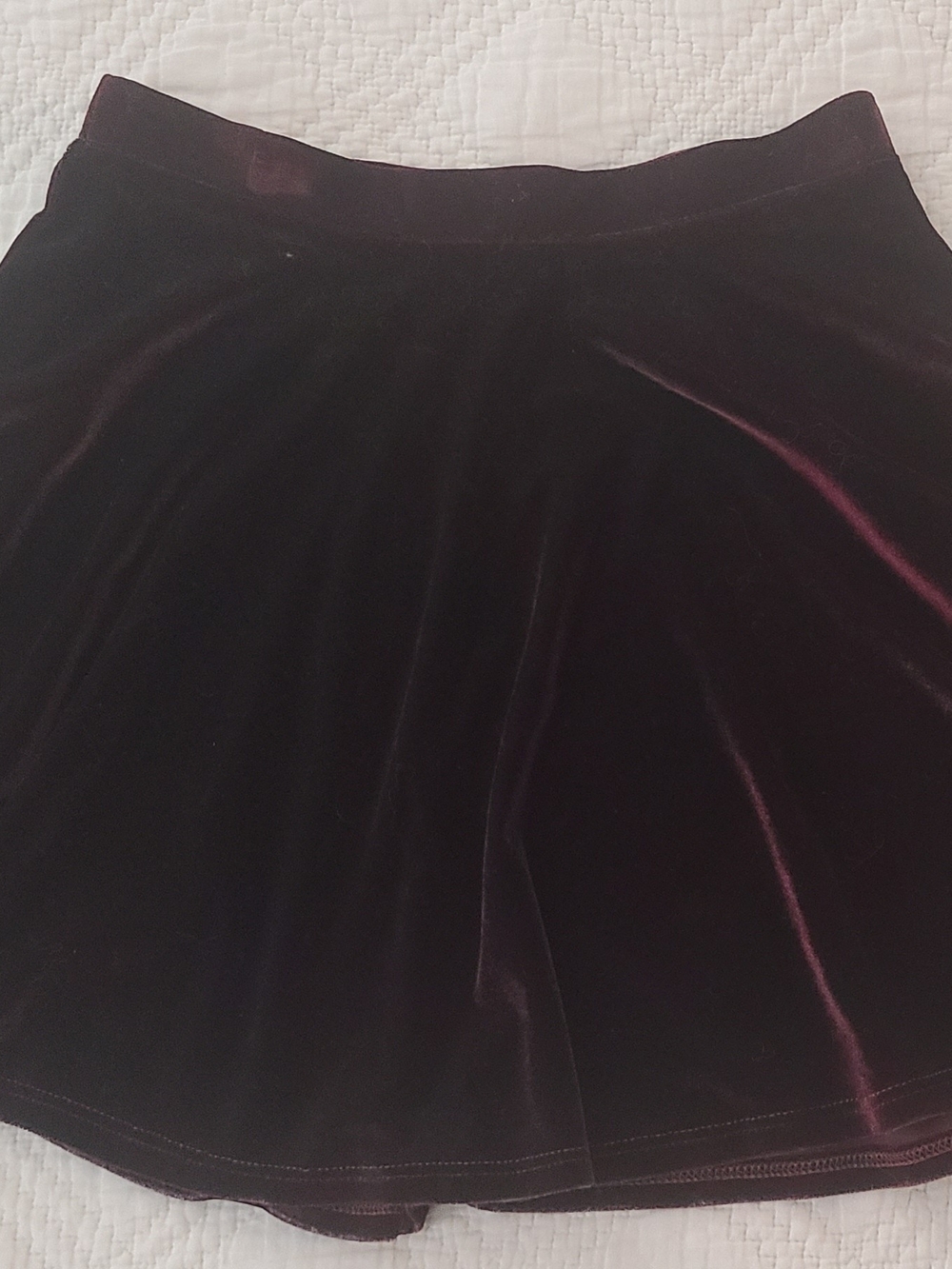 Burgundy Roller Coster Velvet Flowy Skirt